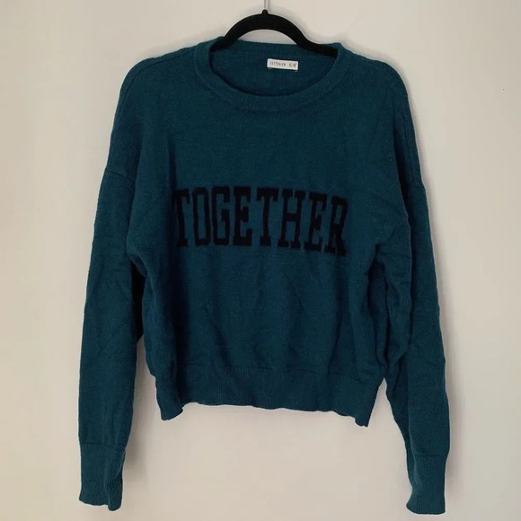 Cotton On Sweater Women’s XL Green Knit Together Crew Neck Cropped Pullover - Picture 1 of 7